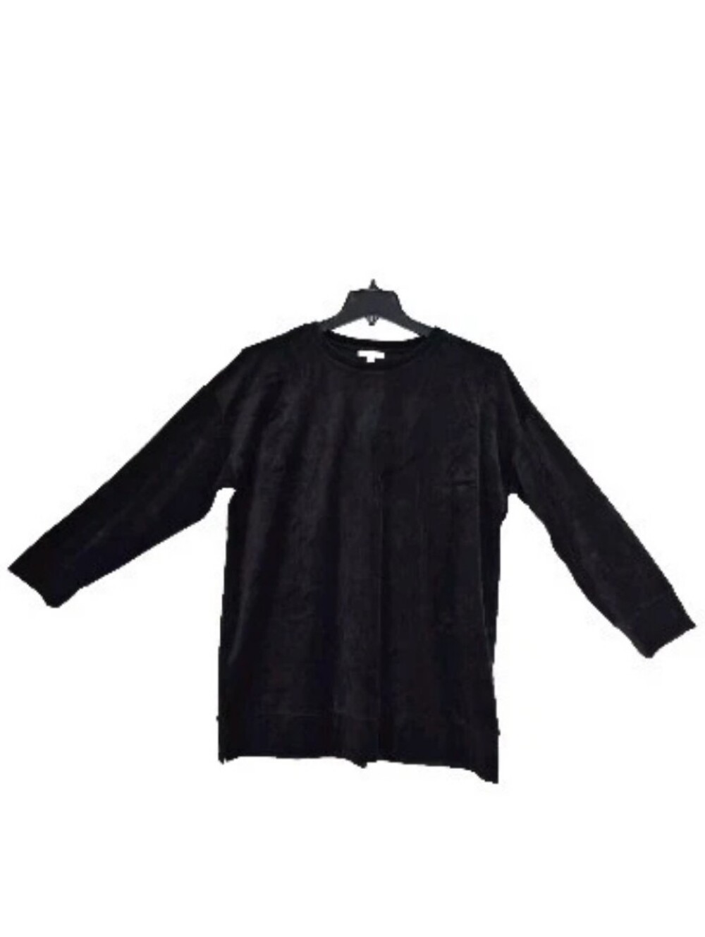 Eileen Fisher Womens Velvet Tunic Size M Black Organic Cotton Blend Crew Neck 17